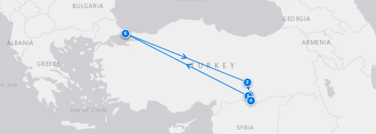 Istanbul To Mt. Nemrut And Gobekli Tepe Tour route map